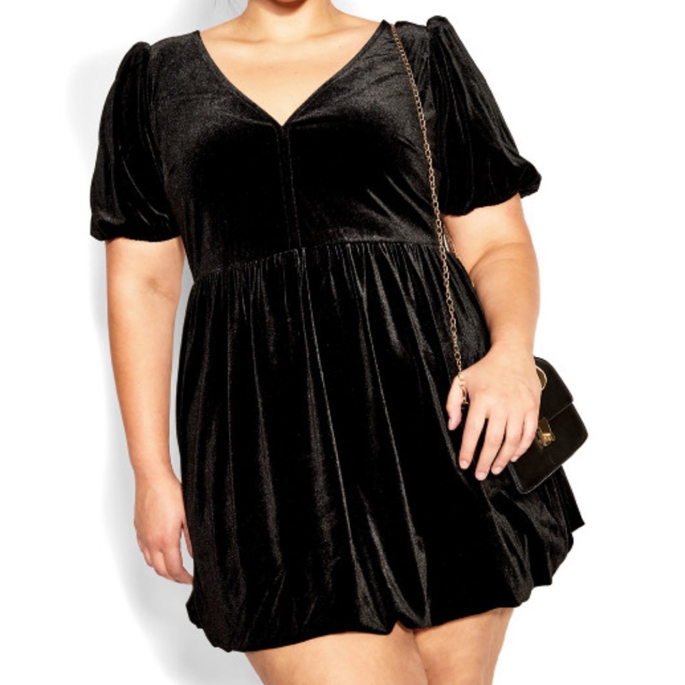 NWT City Chic Sz. 18 - Velvet-feel, Sassy, fun and cute Little Black dress